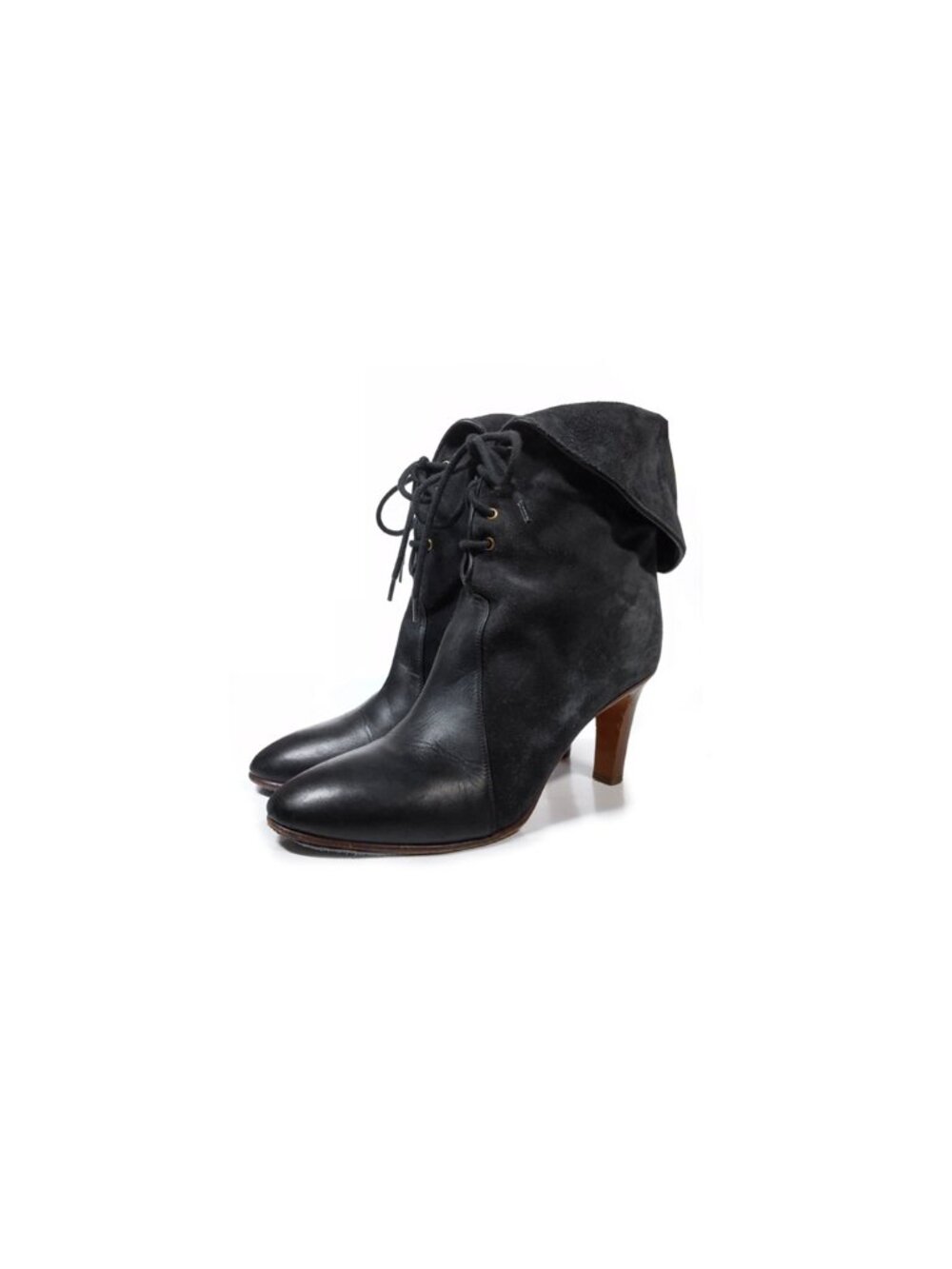 Chloe Kole Gray Leather Suede Lace up Ankle boots Size 8.5